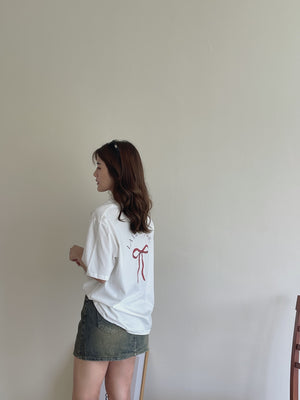 Lavie Oversized Tee / 蝴蝶结印花宽松T恤