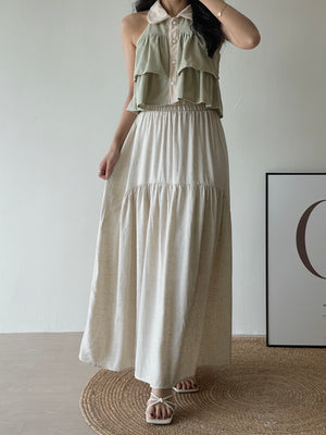 Linen Midi Skirt / 棉麻垂感半身裙