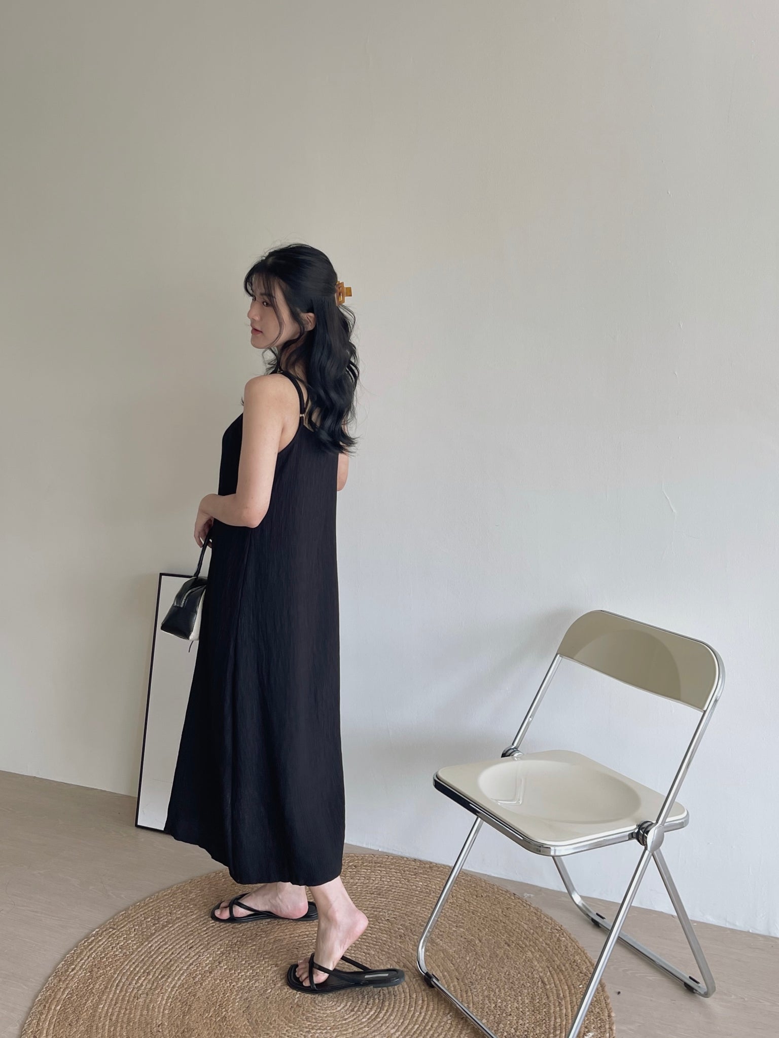 Clarette Vneck Dress / 小V领纹理长裙