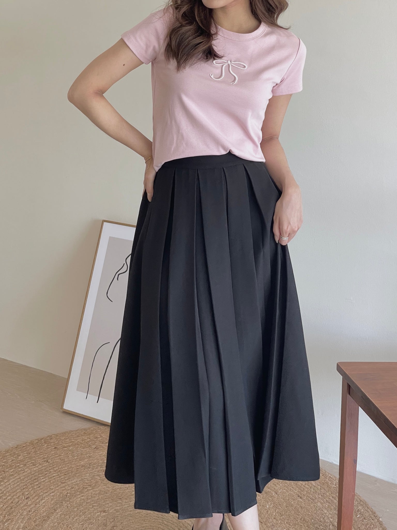 Milcah Pleated Midi Skirt / 日韩系中长百褶裙