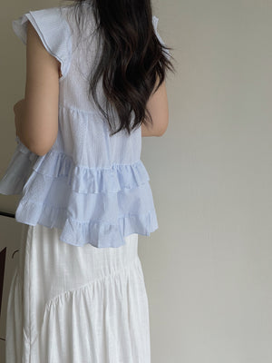 Pearl Ruffle Top / 小众清新波浪上衣