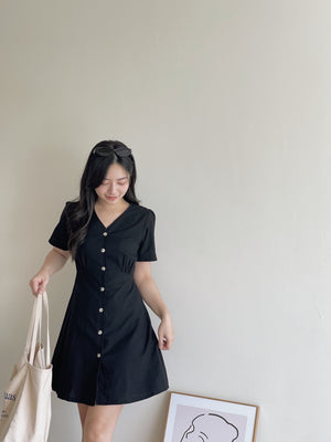 Amber Button Up Dress / 琥珀扣收腰连衣裙