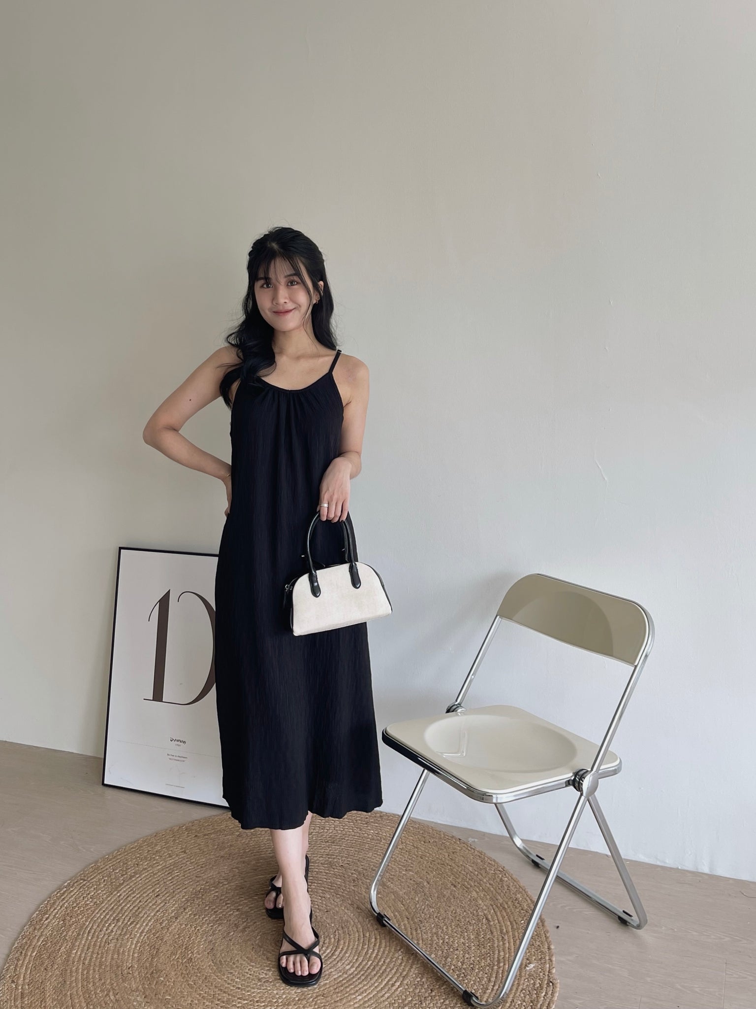 Clarette Vneck Dress / 小V领纹理长裙