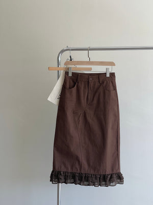 Hazelnut Cocoa Midi Skirt / 榛果巧克力半身裙