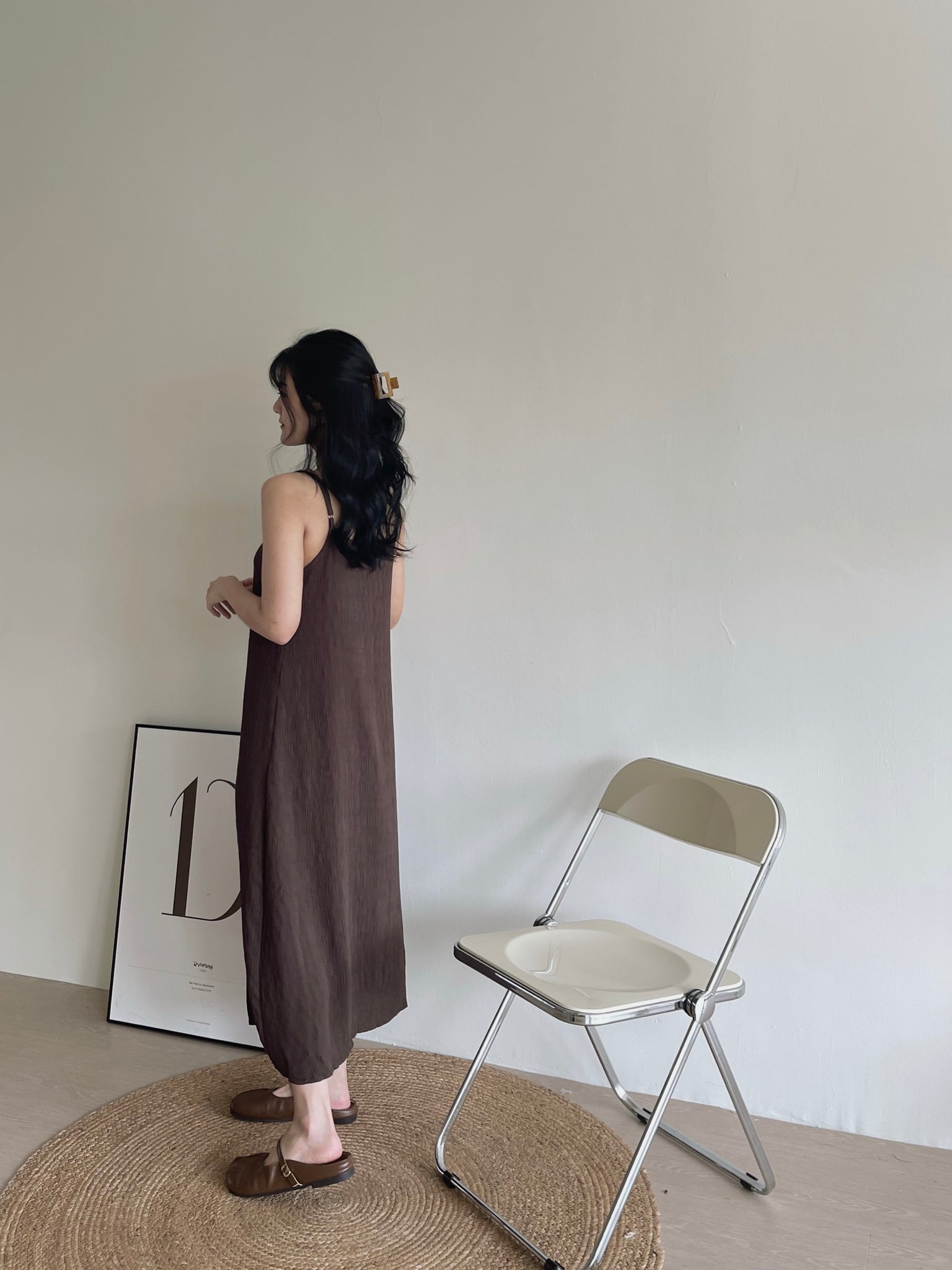 Clarette Vneck Dress / 小V领纹理长裙