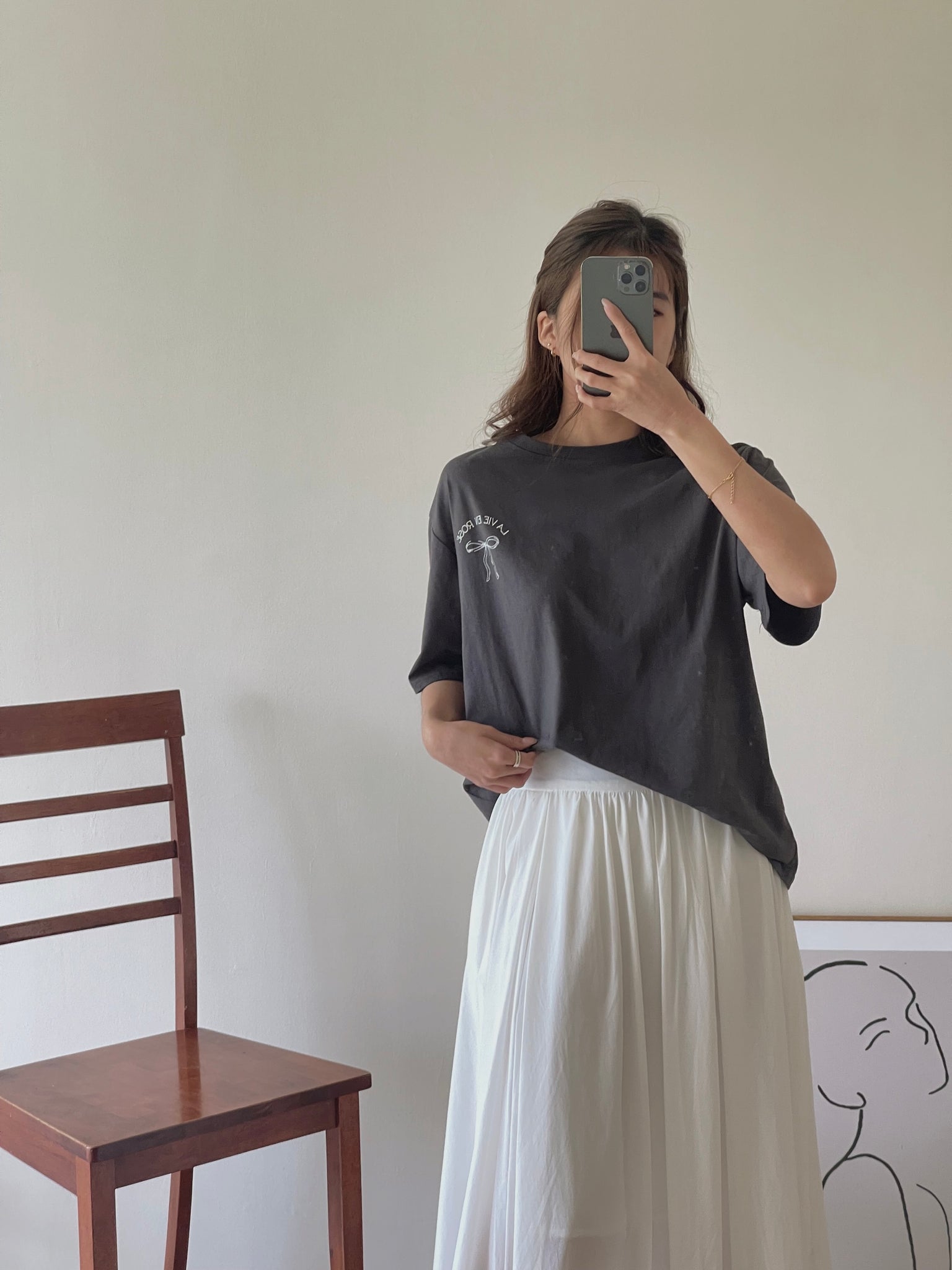 Lavie Oversized Tee / 蝴蝶结印花宽松T恤