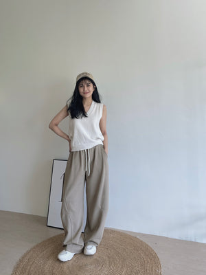 Spliced Waist Lounge Pants / 慵懒撞色拼接弯刀裤