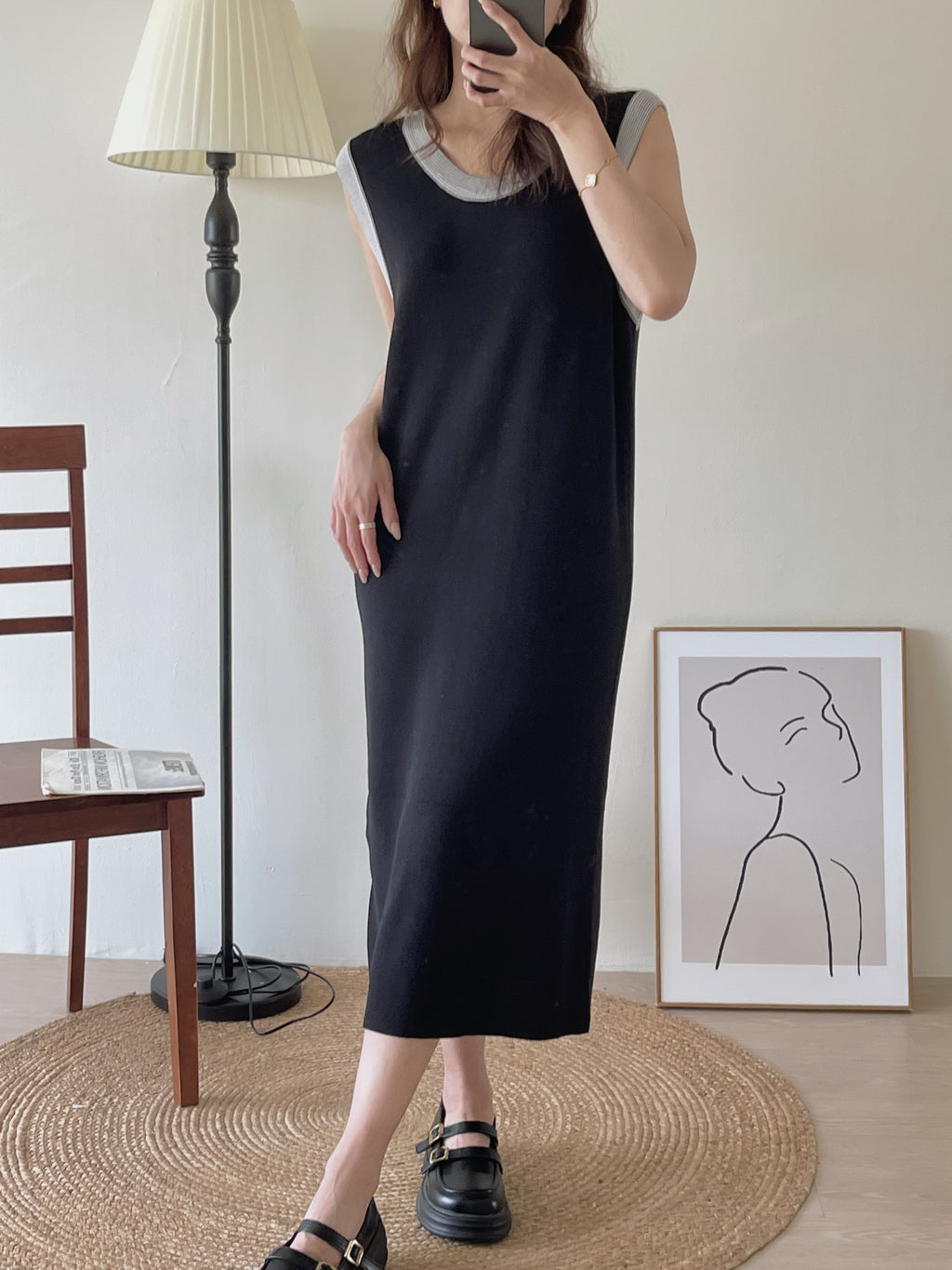 Casual Knitted Dress / 休闲针织直筒长裙