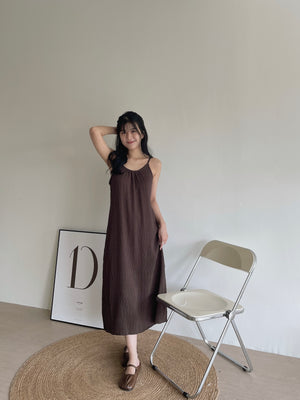 Clarette Vneck Dress / 小V领纹理长裙