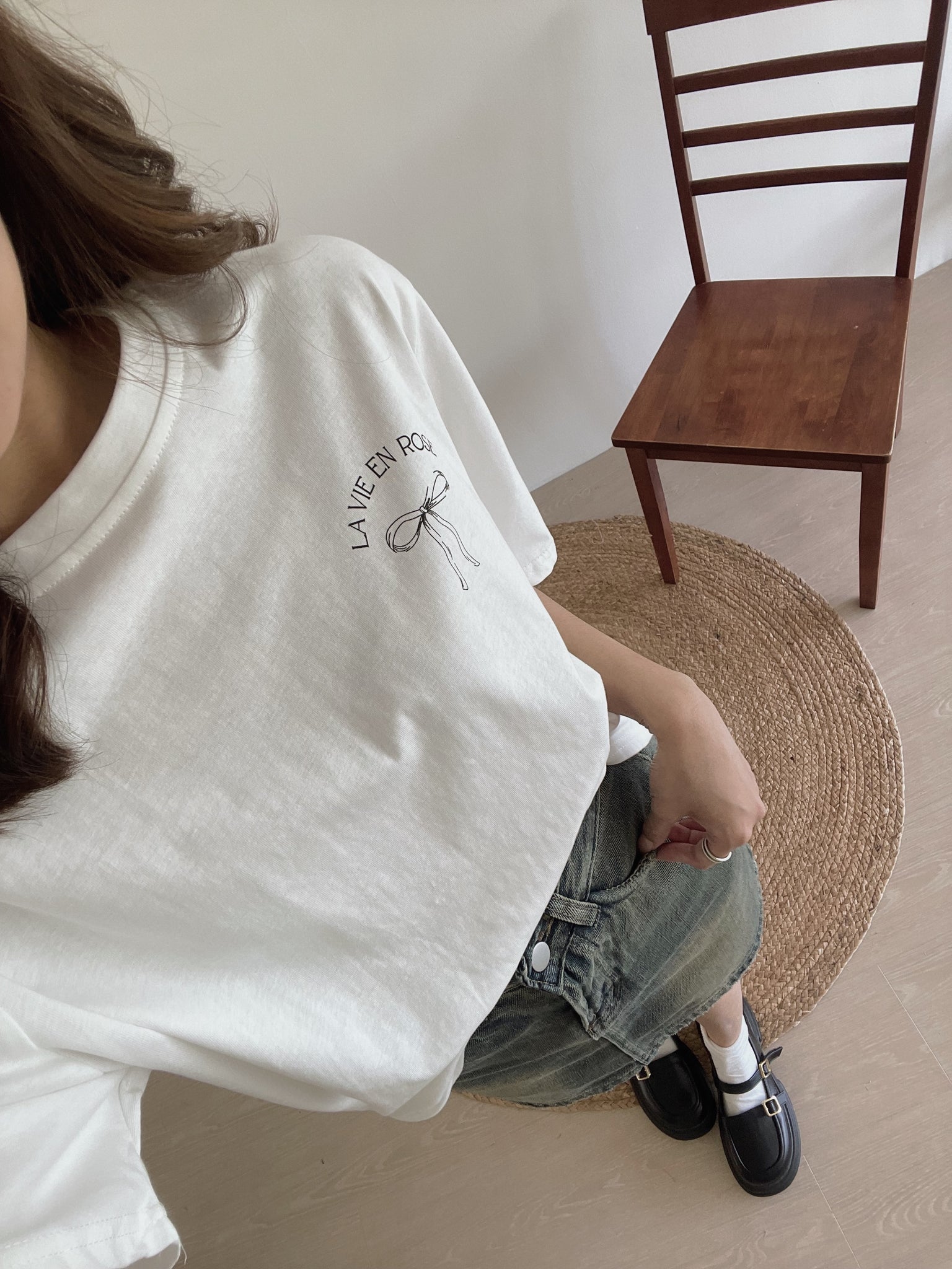 Lavie Oversized Tee / 蝴蝶结印花宽松T恤