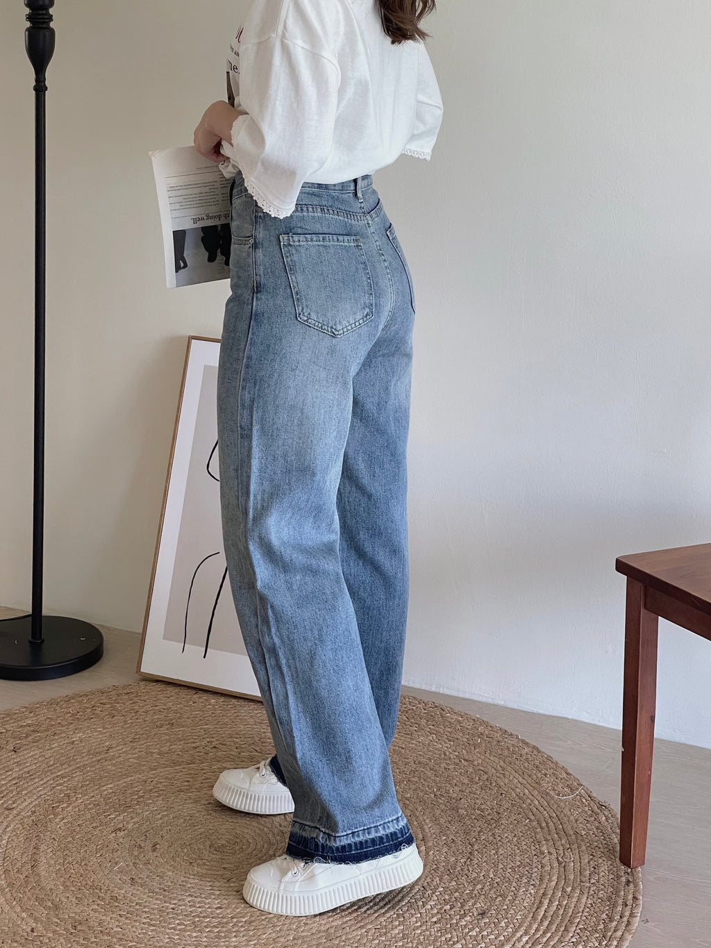 Jayla Denim Trousers / 撞色脚边直筒长裤