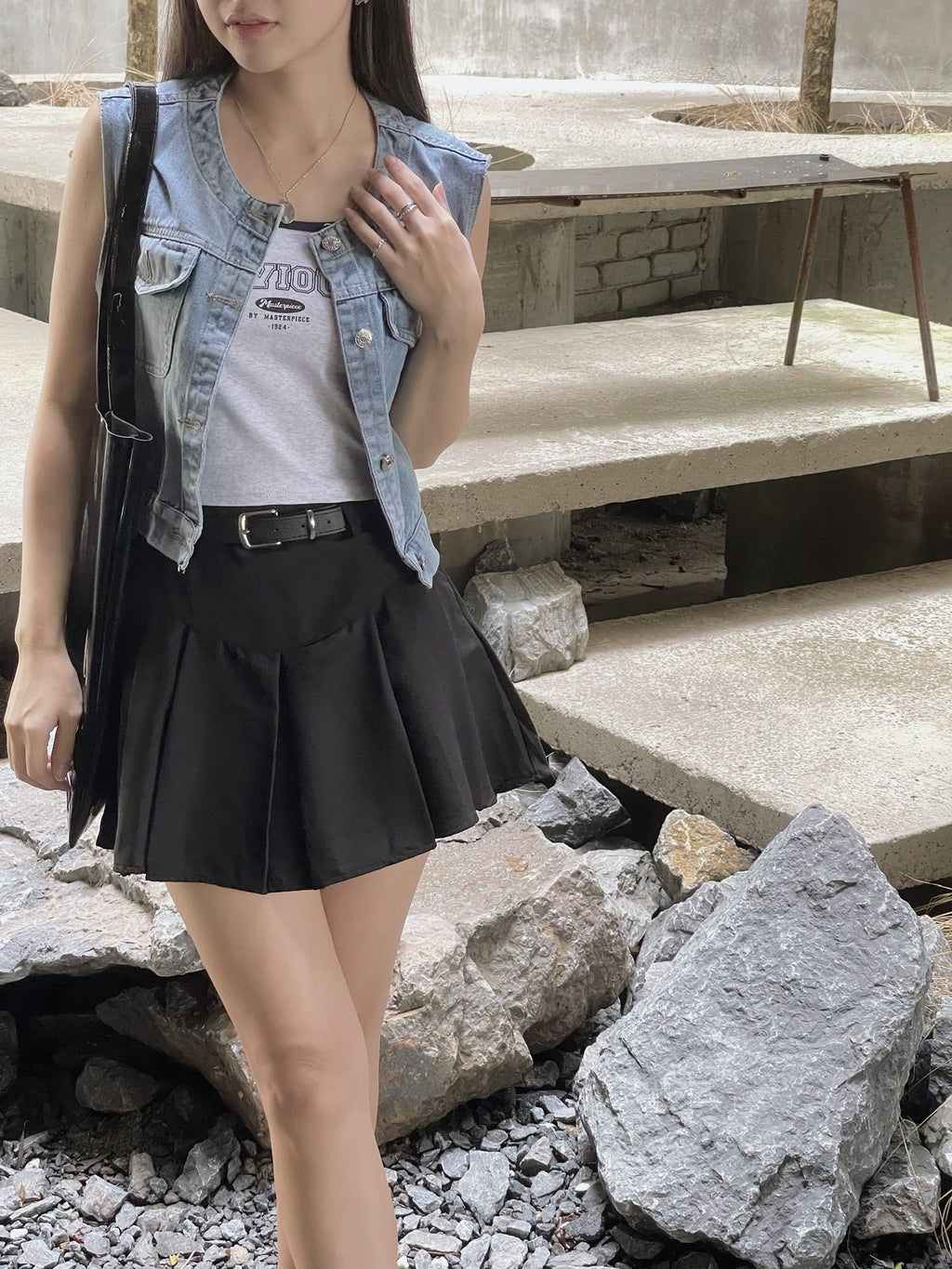 Kayla Pleated Skirt / 遮胯百褶半身裙 - Black