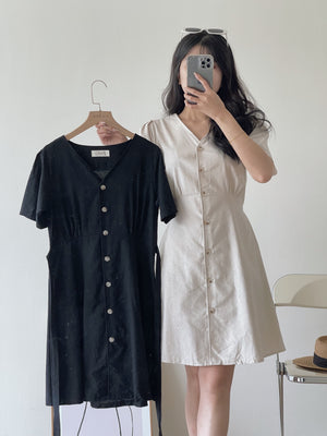 Amber Button Up Dress / 琥珀扣收腰连衣裙