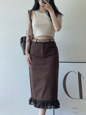 Hazelnut Cocoa Midi Skirt / 榛果巧克力半身裙