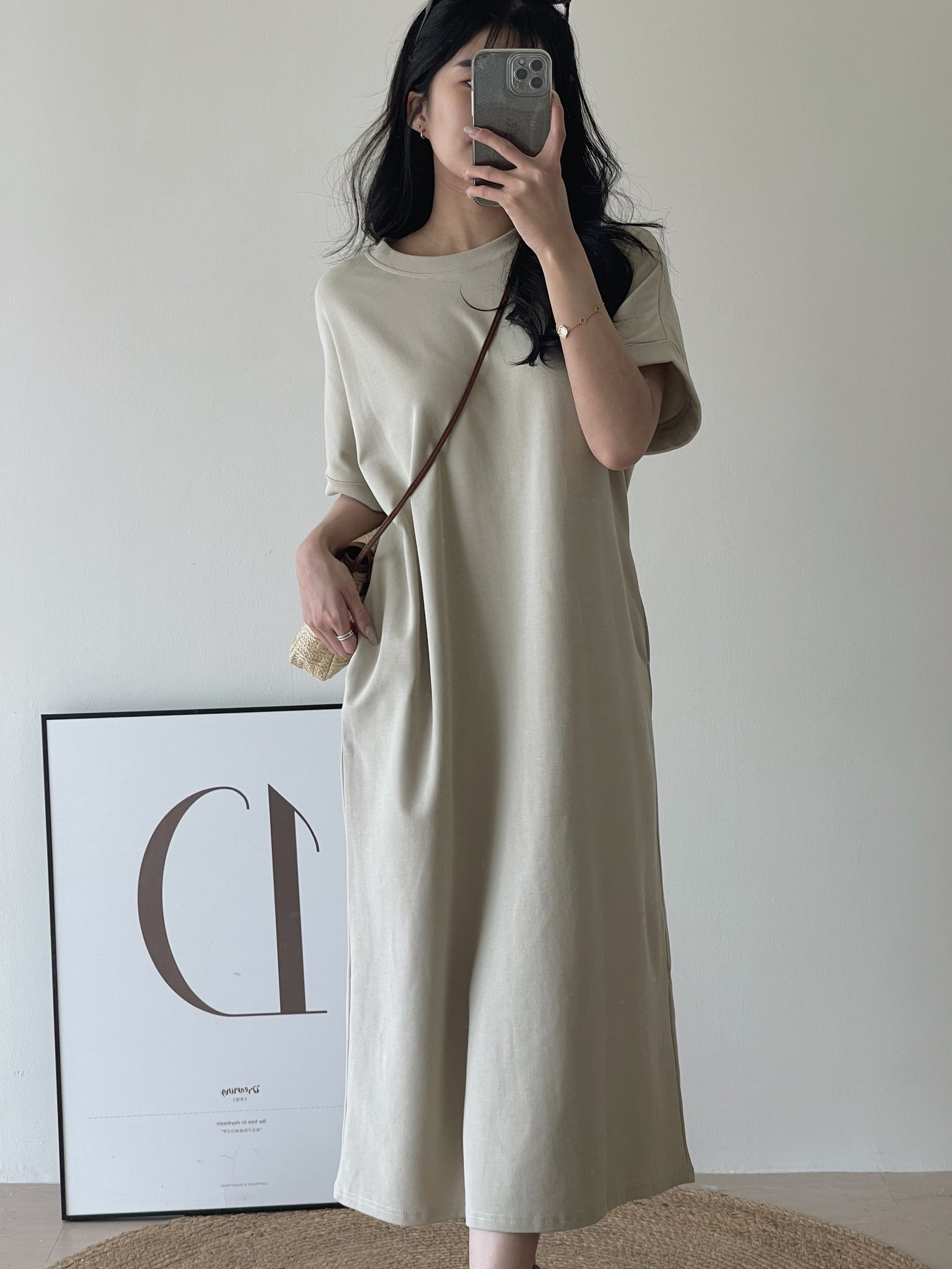 Casual Straight Dress / 简约休闲卷袖直筒裙