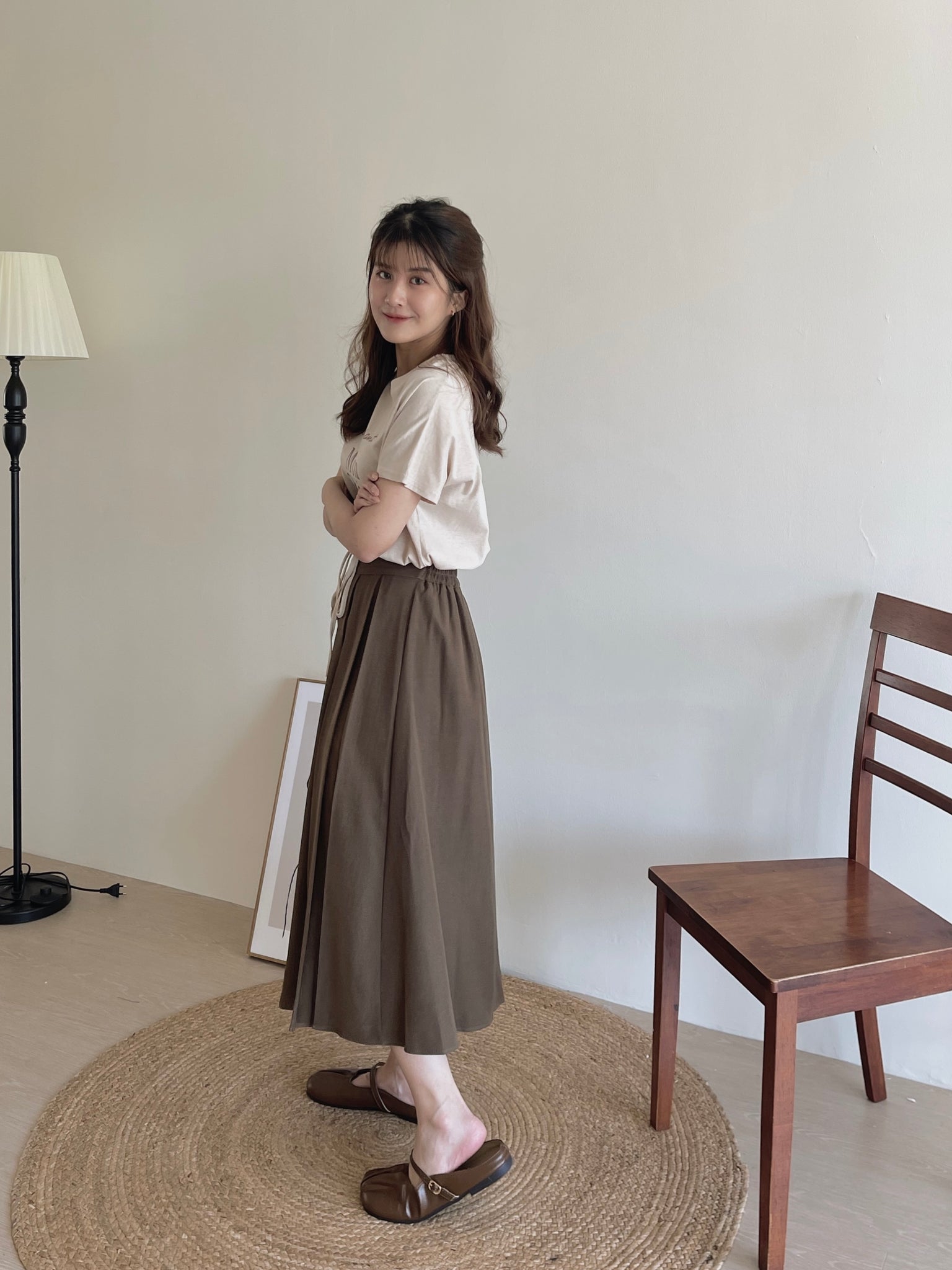 Milcah Pleated Midi Skirt / 日韩系中长百褶裙