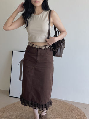 Hazelnut Cocoa Midi Skirt / 榛果巧克力半身裙