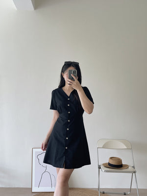 Amber Button Up Dress / 琥珀扣收腰连衣裙