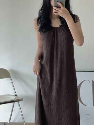 Clarette Vneck Dress / 小V领纹理长裙