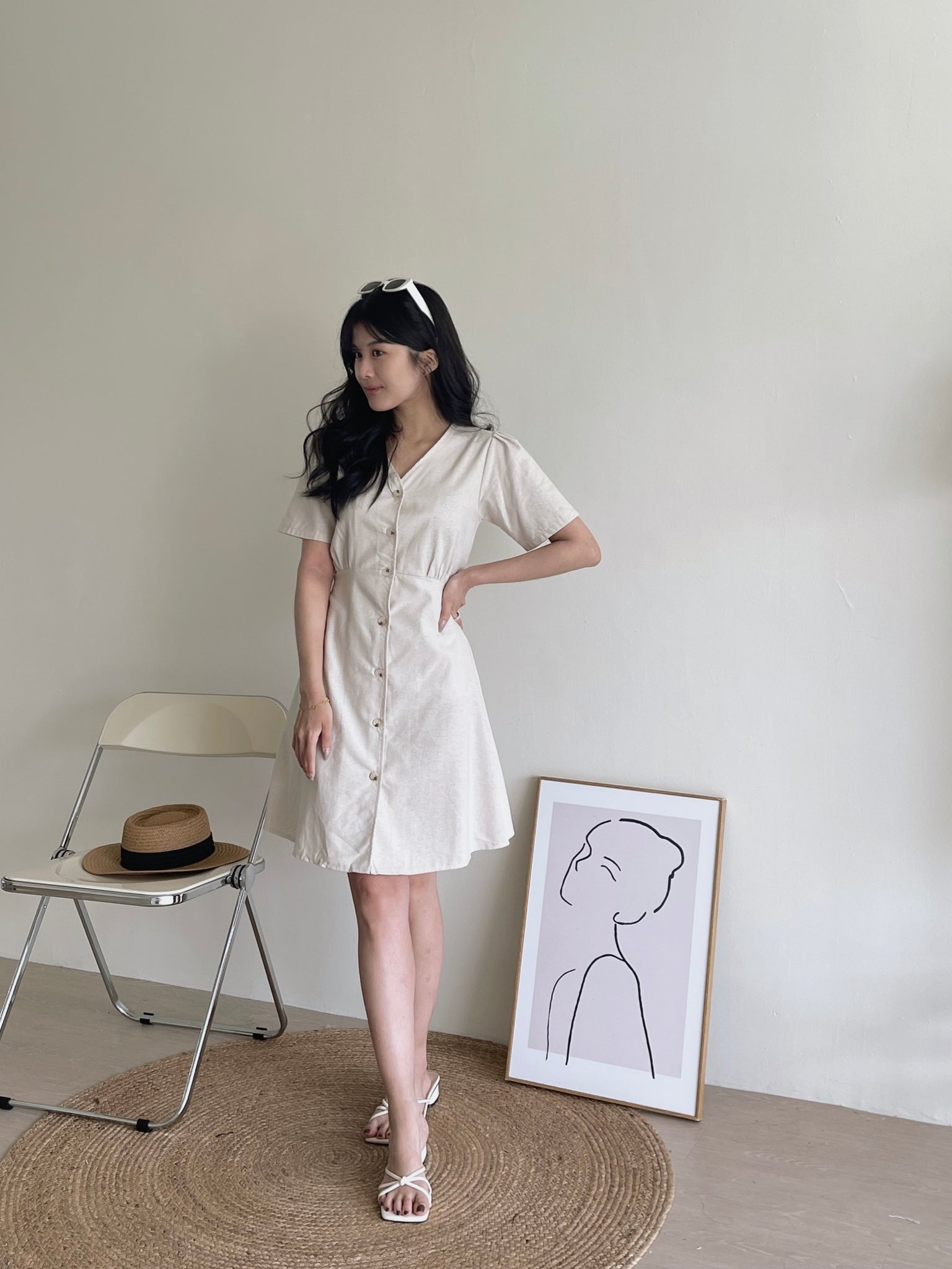 Amber Button Up Dress / 琥珀扣收腰连衣裙