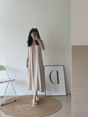 Clarette Vneck Dress / 小V领纹理长裙