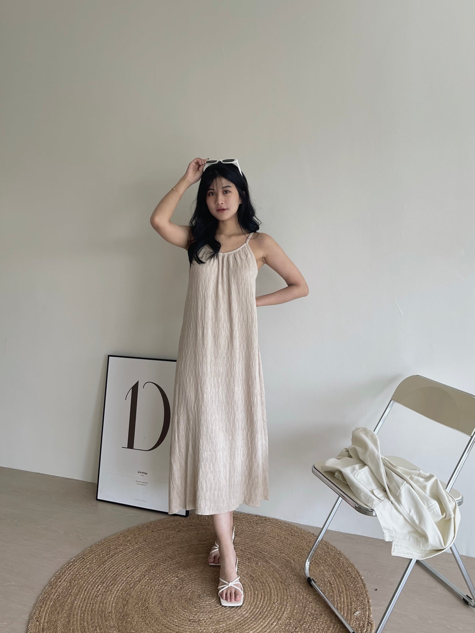 Clarette Vneck Dress / 小V领纹理长裙