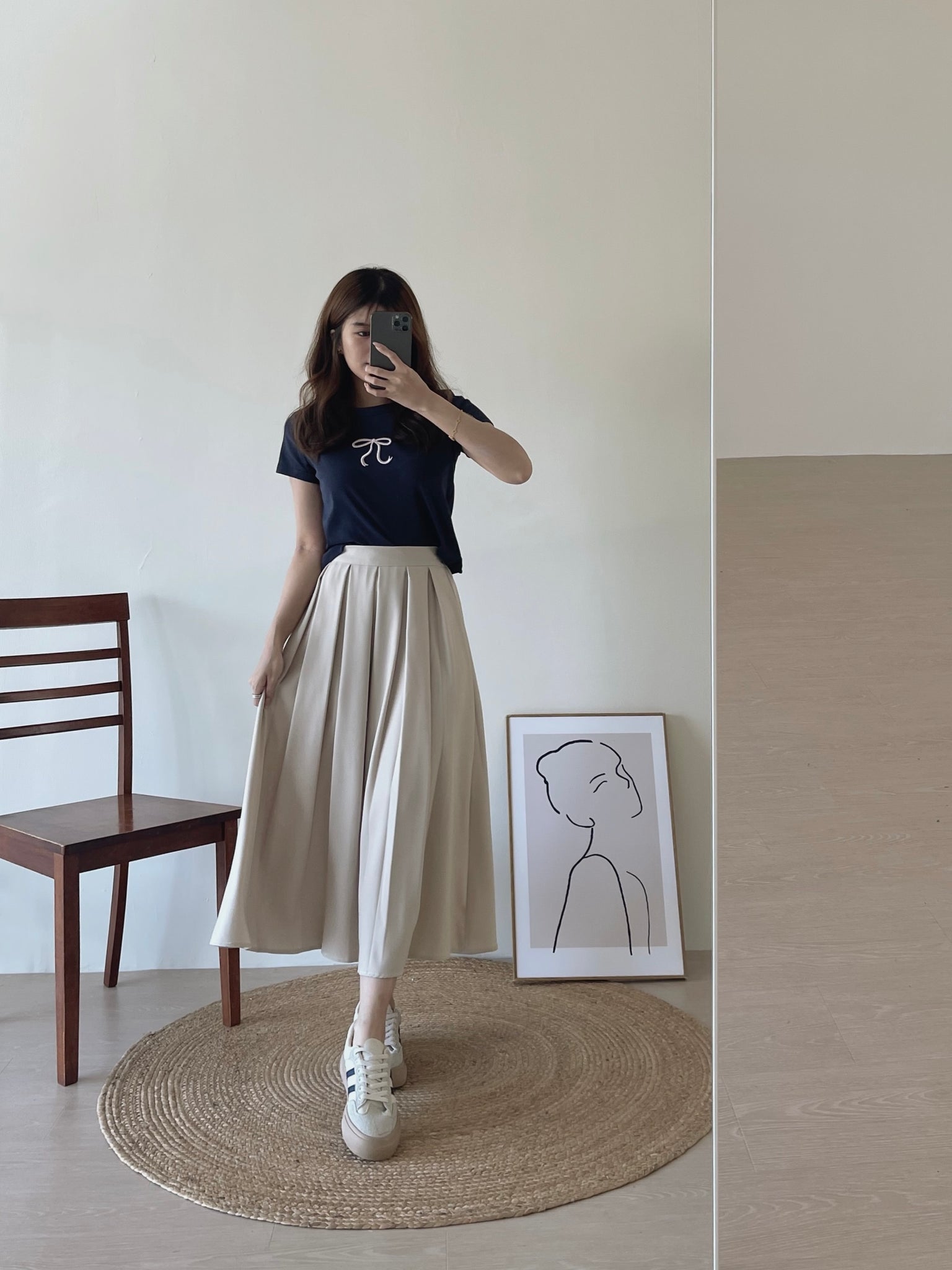 Milcah Pleated Midi Skirt / 日韩系中长百褶裙