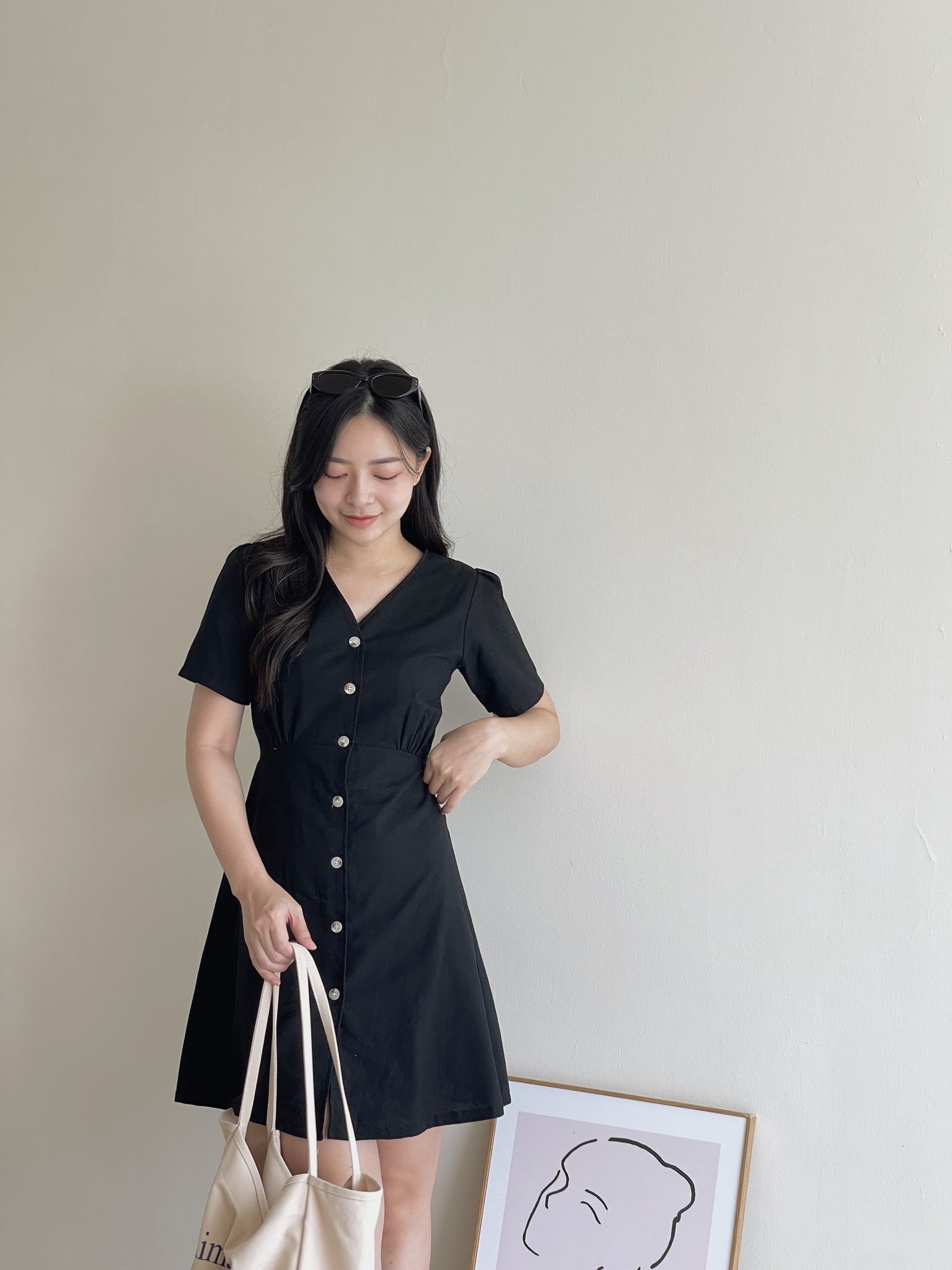 Amber Button Up Dress / 琥珀扣收腰连衣裙