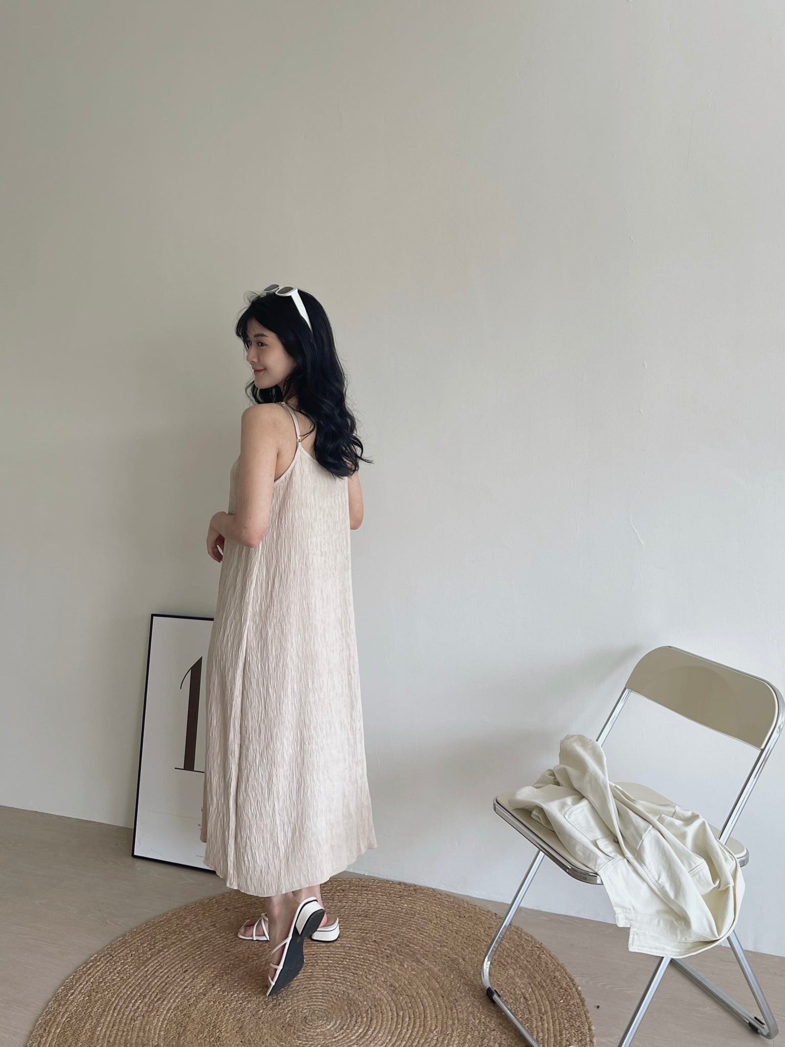 Clarette Vneck Dress / 小V领纹理长裙