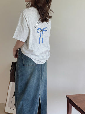 Lavie Oversized Tee / 蝴蝶结印花宽松T恤