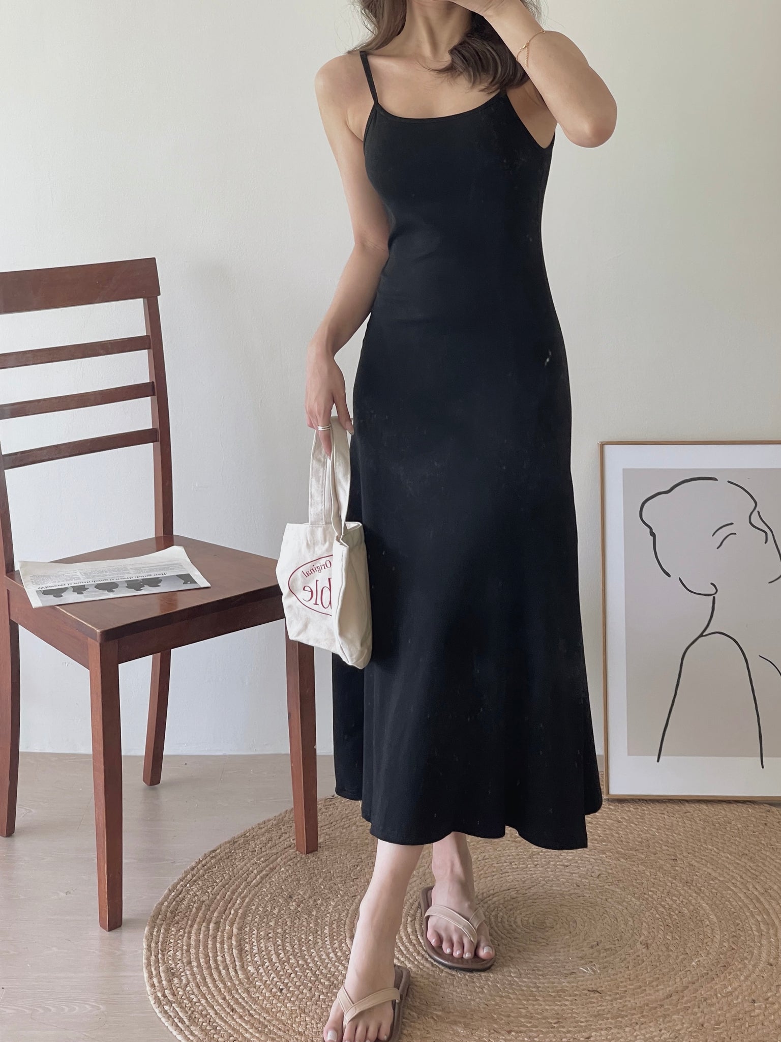 Norrah Spaghetti Slim Dress / 修身带胸垫连身长裙