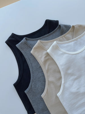 Basic Plain Tank Top/ 基础显瘦露腰背心