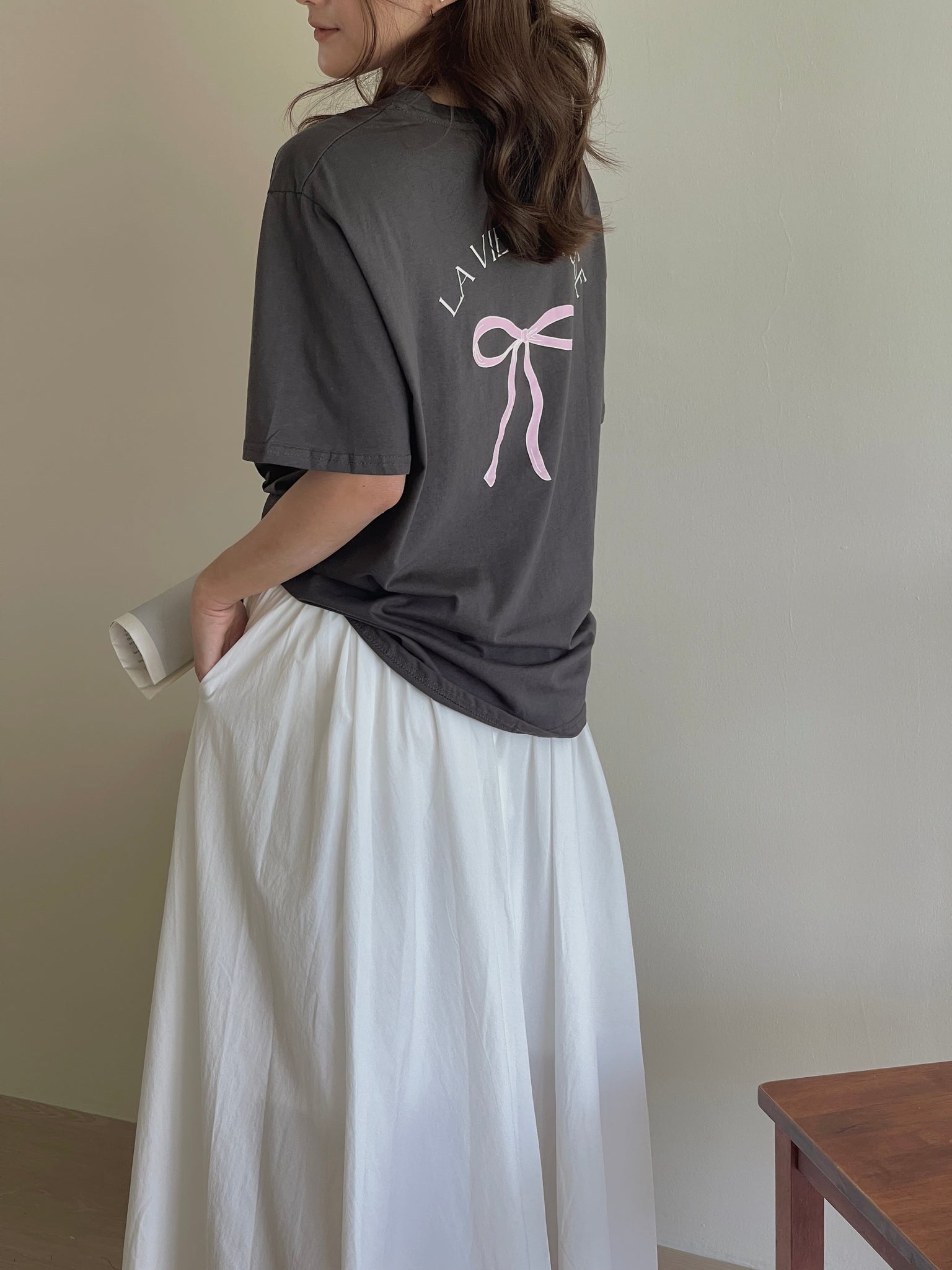 Lavie Oversized Tee / 蝴蝶结印花宽松T恤