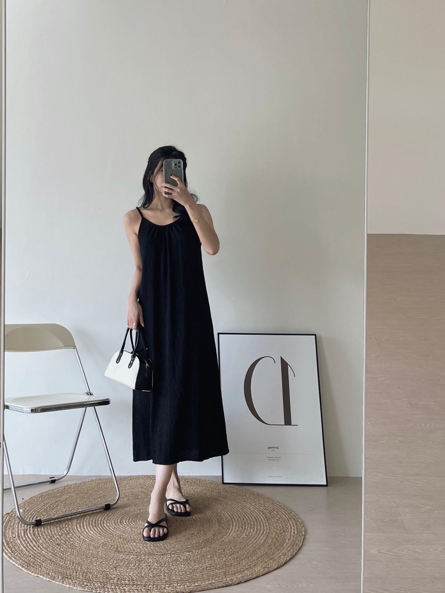 Clarette Vneck Dress / 小V领纹理长裙