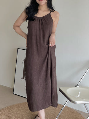 Clarette Vneck Dress / 小V领纹理长裙