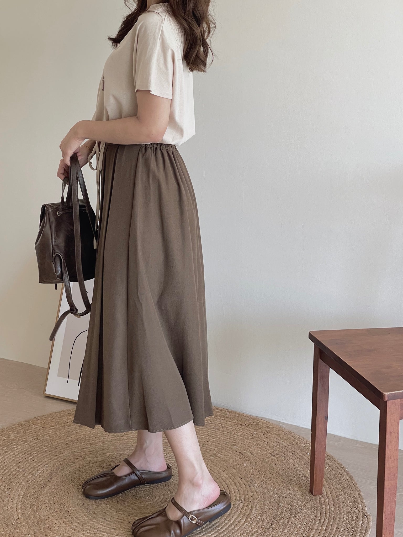 Milcah Pleated Midi Skirt / 日韩系中长百褶裙