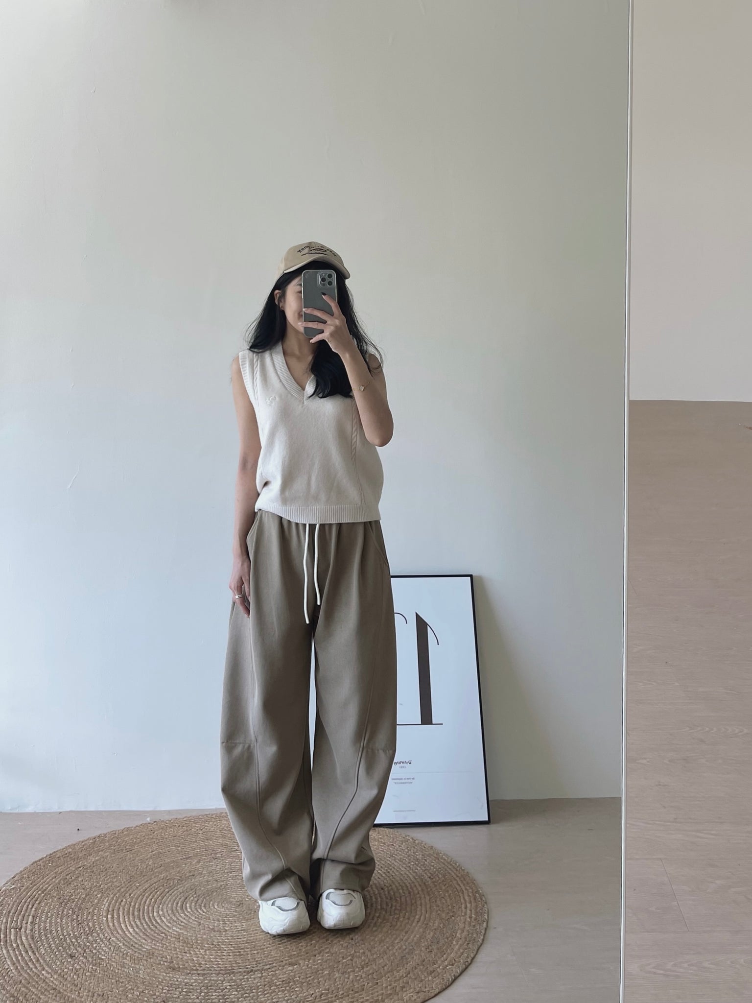 Spliced Waist Lounge Pants / 慵懒撞色拼接弯刀裤