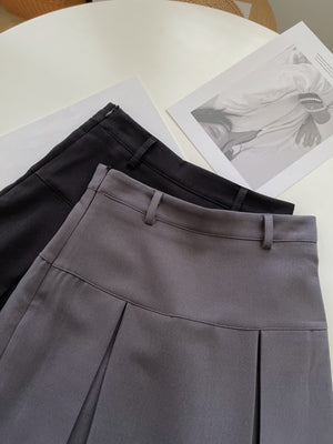 Kaia Suit Midi Skirt / 酷甜女孩压褶半身裙 - Grey