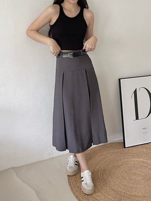 Kaia Suit Midi Skirt / 酷甜女孩压褶半身裙 - Grey