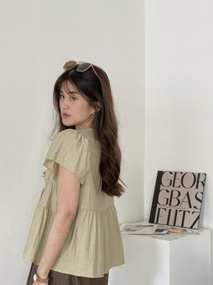 Lea Ruffle Sleeve Blouse / 荷叶袖褶皱气质小衫