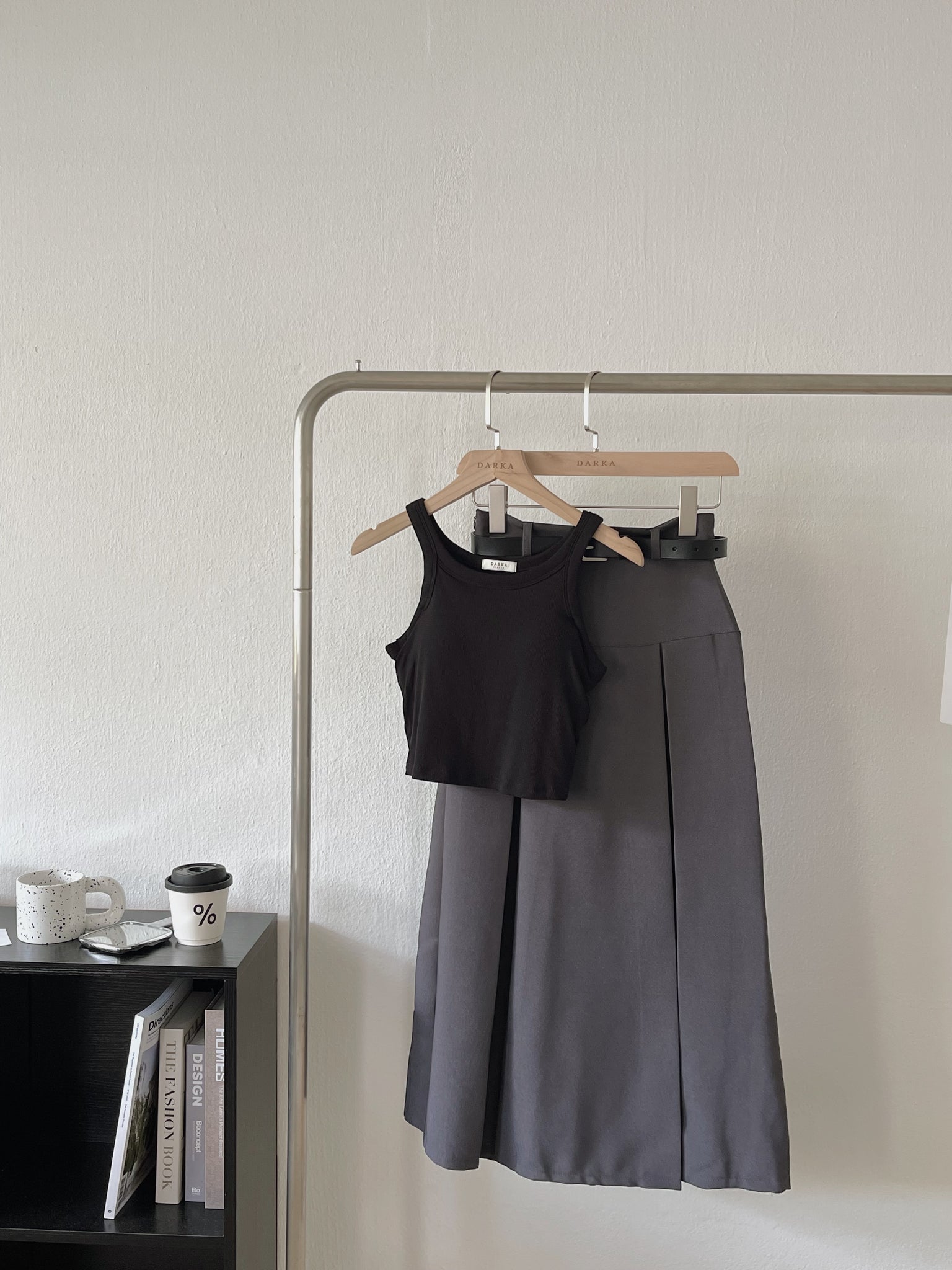 Kaia Suit Midi Skirt / 酷甜女孩压褶半身裙 - Grey