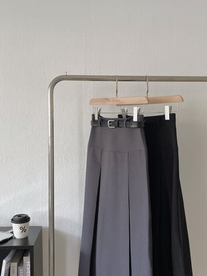 Kaia Suit Midi Skirt / 酷甜女孩压褶半身裙 - Grey